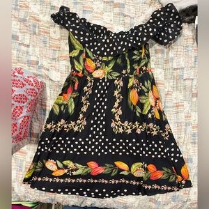 FARM Rio Black Floral Mini Dress